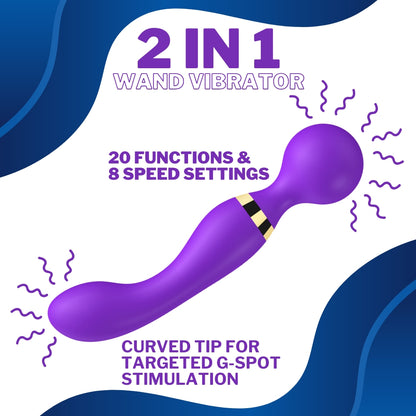Loving Joy Dual Ended Wand 8.5 Inch Vibrator Silicone Rechargeable Clitoral Massager