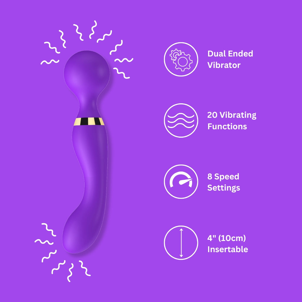 Loving Joy Dual Ended Wand 8.5 Inch Vibrator Silicone Rechargeable Clitoral Massager