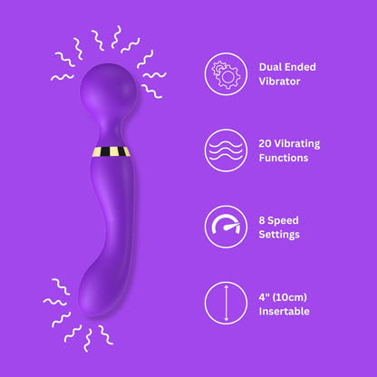 Loving Joy Dual Ended Wand 8.5 Inch Vibrator Silicone Rechargeable Clitoral Massager