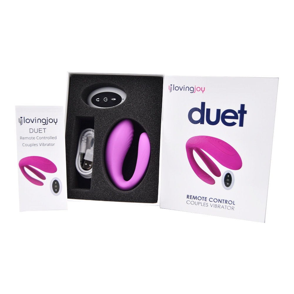 Loving Joy Duet Remote Control Couples Silicone G-Spot Clitoral Vibrator on a white background