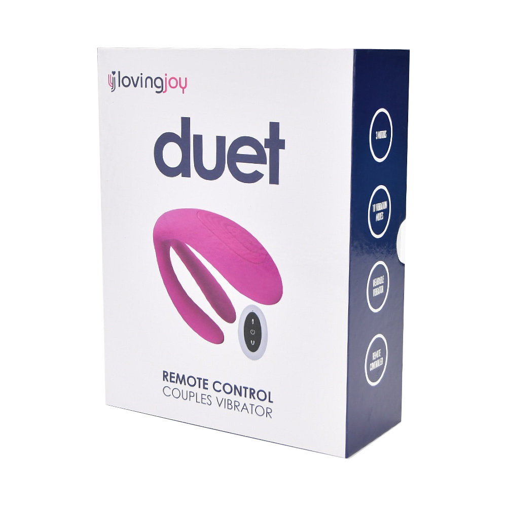 Loving Joy Duet Remote Control Couples Silicone G-Spot Clitoral Vibrator on a white background