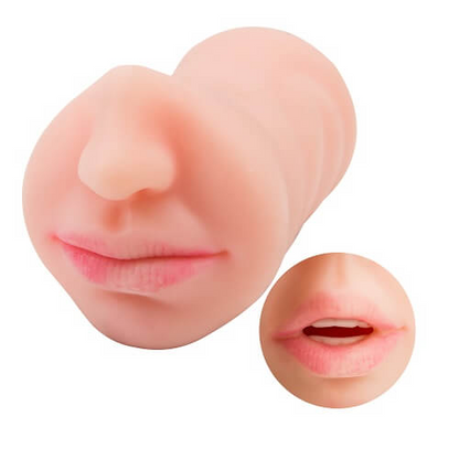 Silicone nose and lips product with close-up inset on a white background