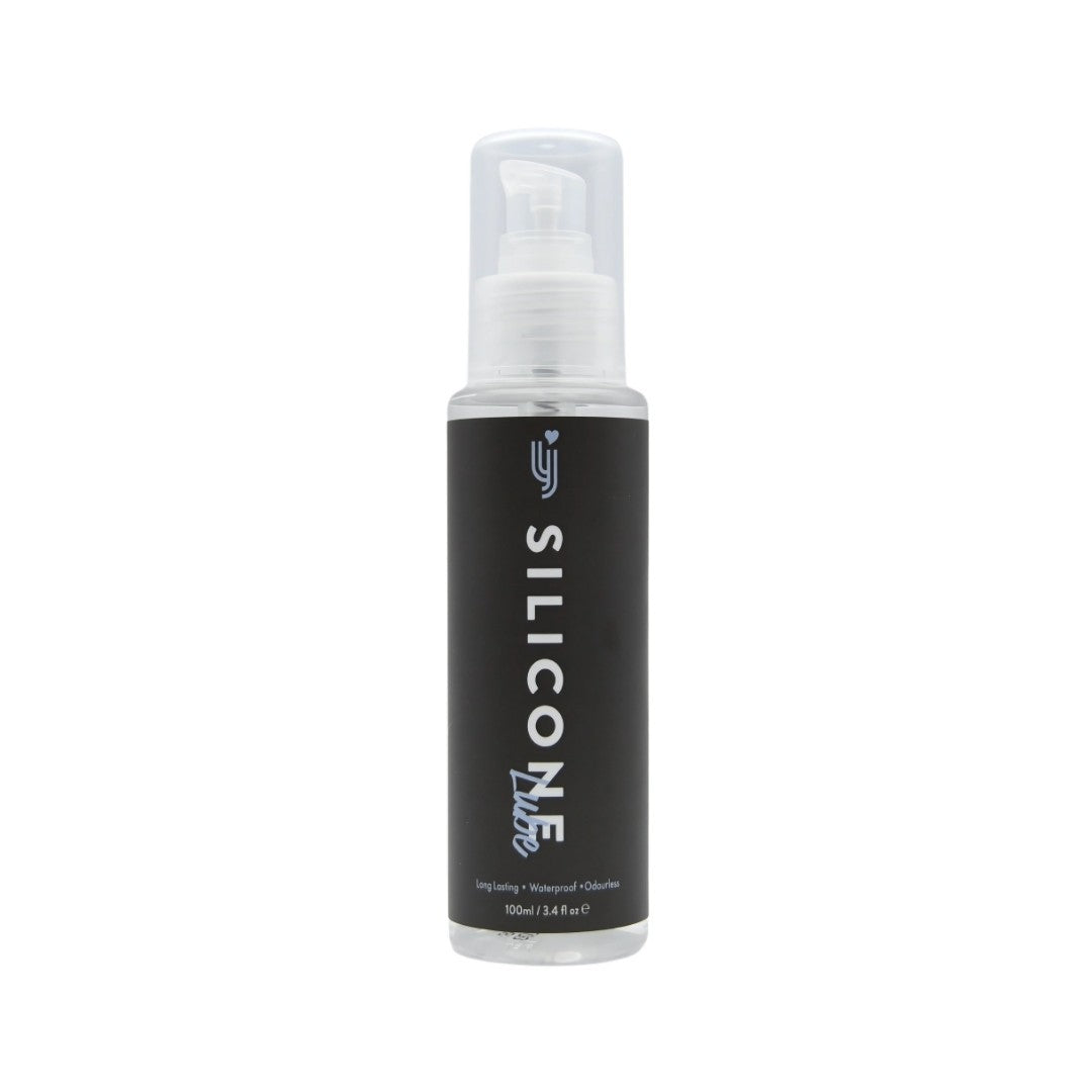 Silicone lubricant bottle on a white background