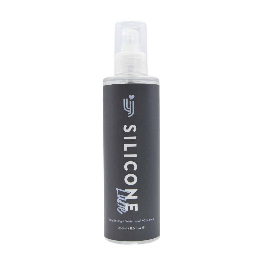 Silicone-based product bottle on a white background