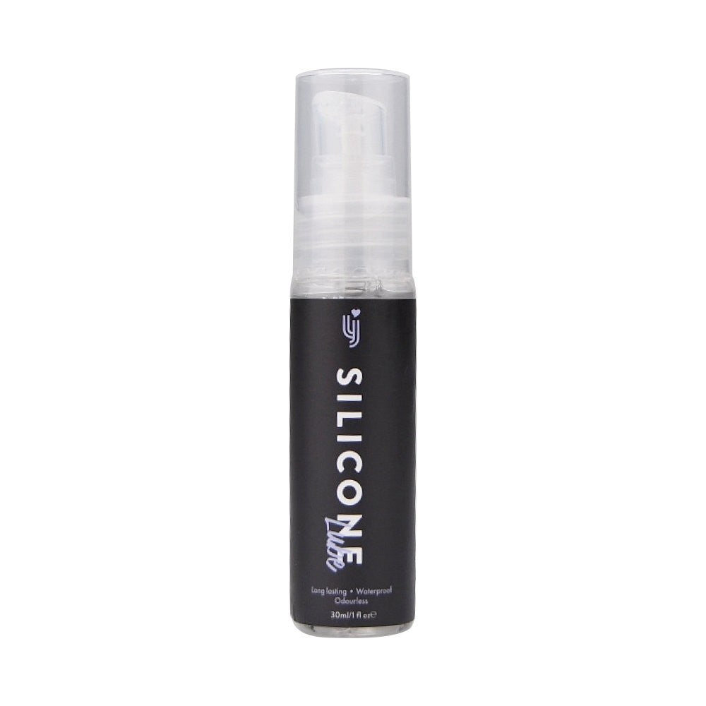 Silicone lubricant bottle on a white background
