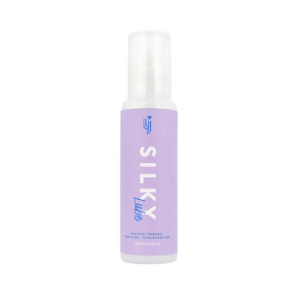 Silky spray bottle with a purple label on a white background