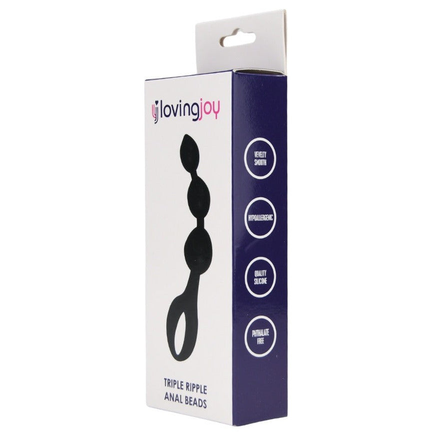 LovingJoy Triple Ripple Anal Beads packaging on a white background
