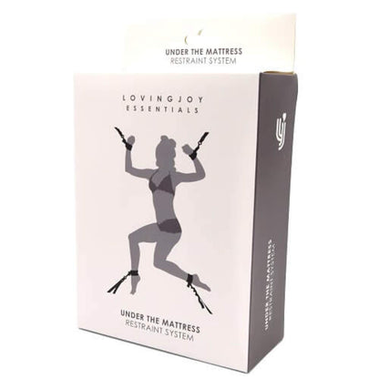 Loving Joy Under the Mattress Bed Bondage Cuffs Restraint System packaging on a white background