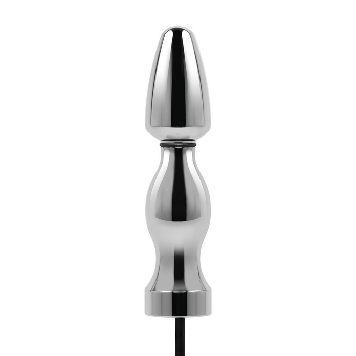 Chrome butt plug on a white background