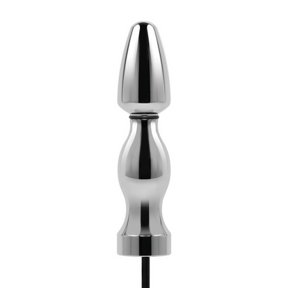 Chrome butt plug on a white background