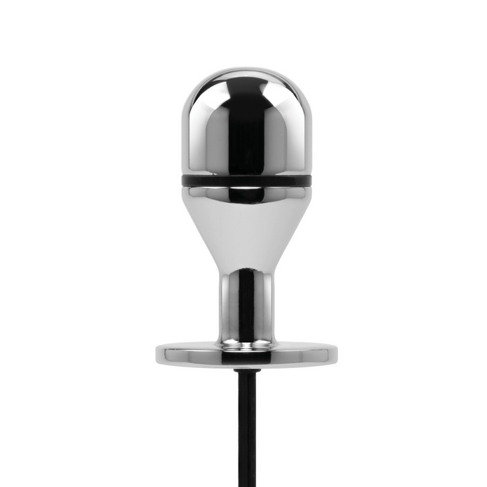 Chrome-colored electrotim knob on a white background