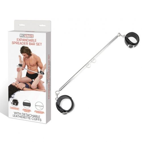 Expandable spreader bar set with packaging on a white background
