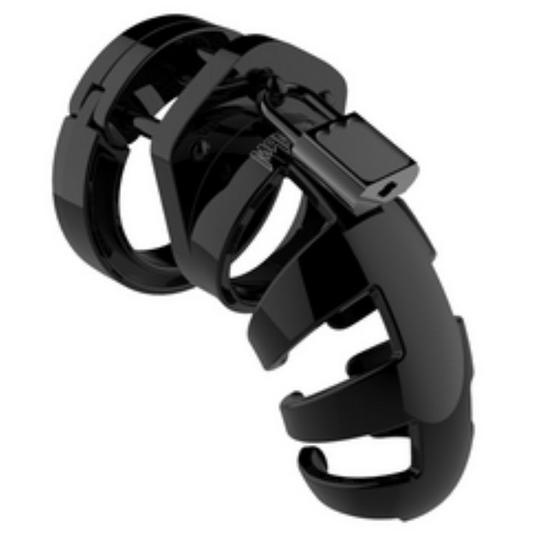 Black male chastity cage on a white background