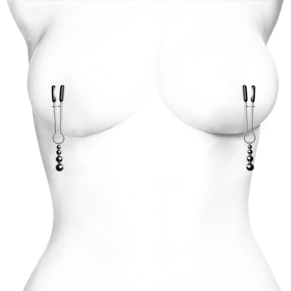 Metallic nipple clamps on a white background
