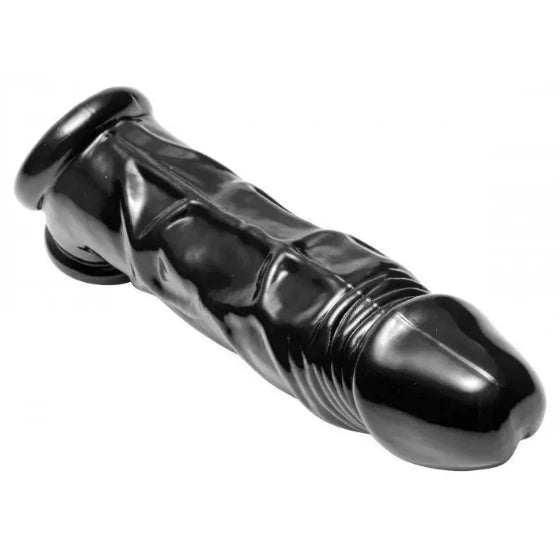 Black penis sheath on a white background