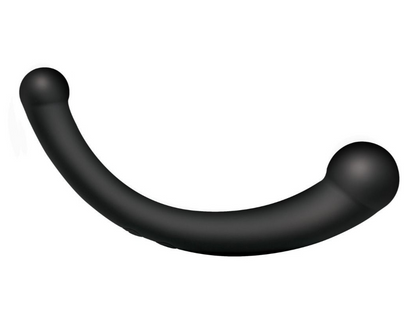 Black curved g-spot prostate dildo vibrator on a white background