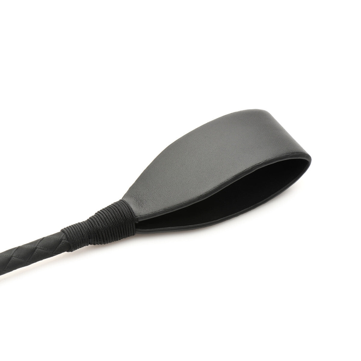 Black leather paddle on a white background