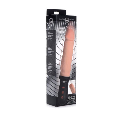 Product packaging of a silicone dildo with a hand model on a white background