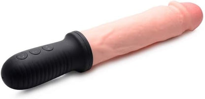 Sexual product with silicone shaft and black base on a white background