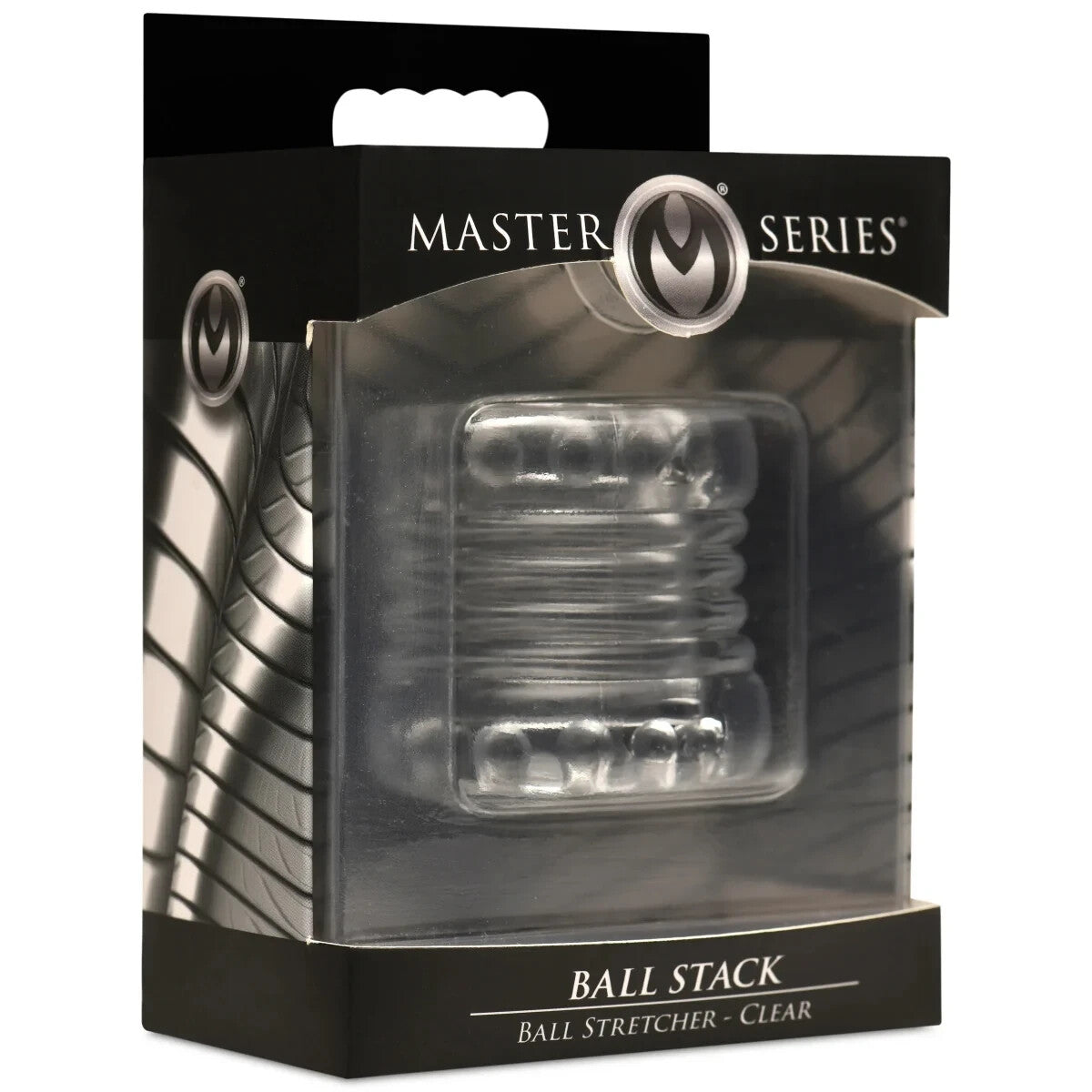 Clear ball stack product in packaging with 'Master Series' branding on a white background