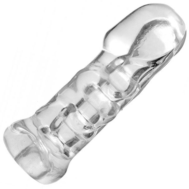 Master Series Cock Holster Sleeve 7 Inch Penis Extender Stroker Clear on a white background