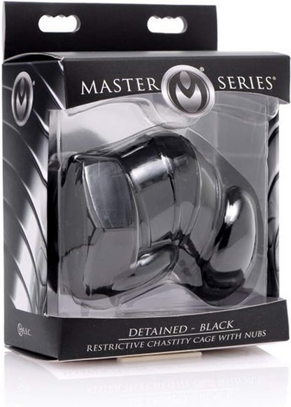 Master Series Detained black chastity cage packaging