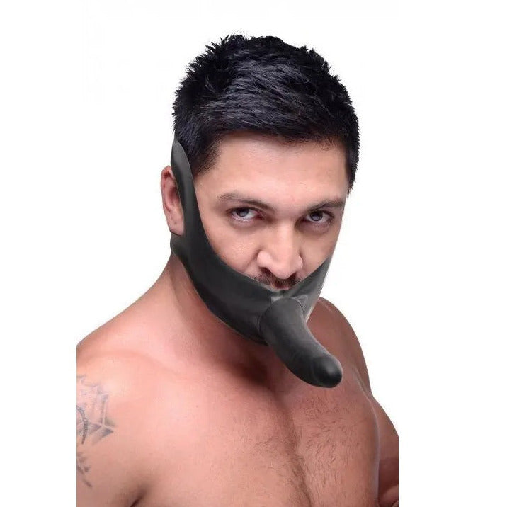 Master Series Face Fuk Strap On Mouth Gag Latex 5.5 Inch Dildo BDSM Fetish