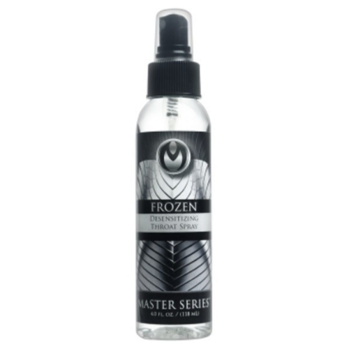 Bottle of Frozen Desensitizing Throat Spray on a white background
