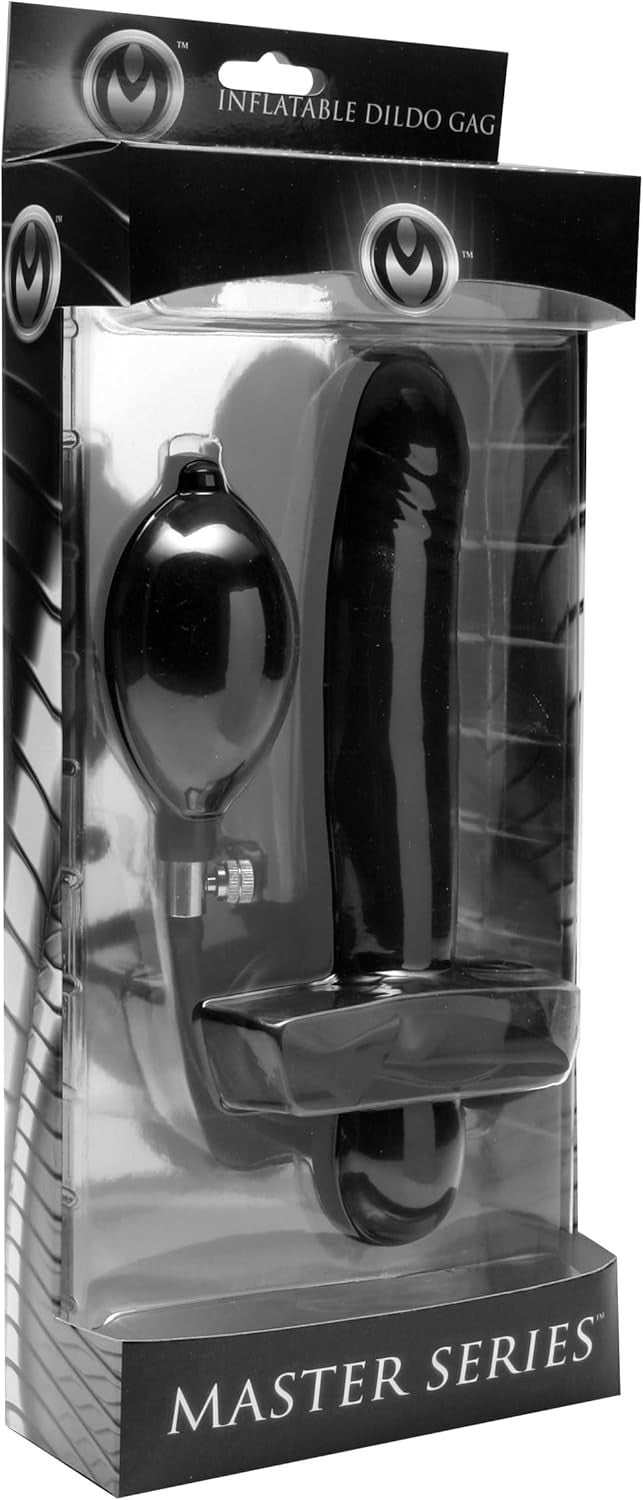 Inflatable dildo in packaging with 'Master Series' branding