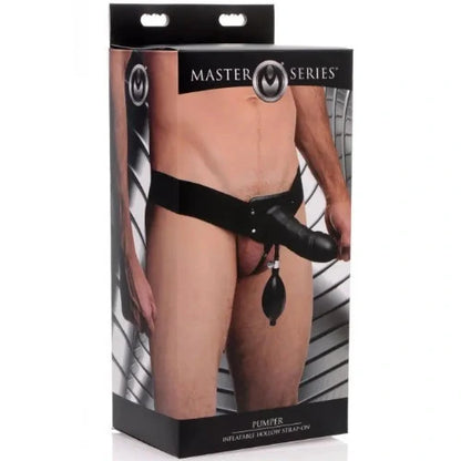 Master Series Pumper Inflatable Hollow 7 Inch Strap On Dildo Penis Silicone Extender