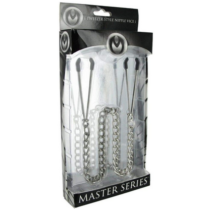 Master Series Reign Tweezer Style Silver Nipple Vice Clamps BDSM Bondage Fetish on a white background