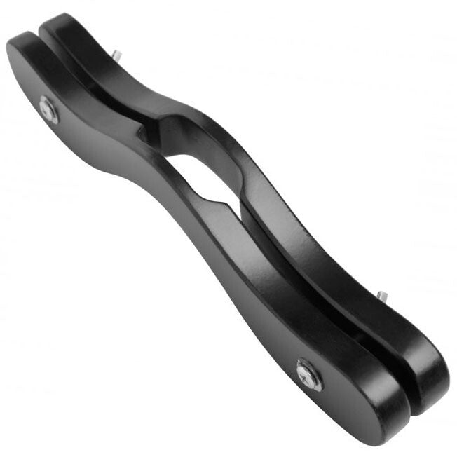 Black metal bracket on a white background