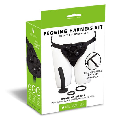 Pegging harness kit packaging with green and white design on a white background