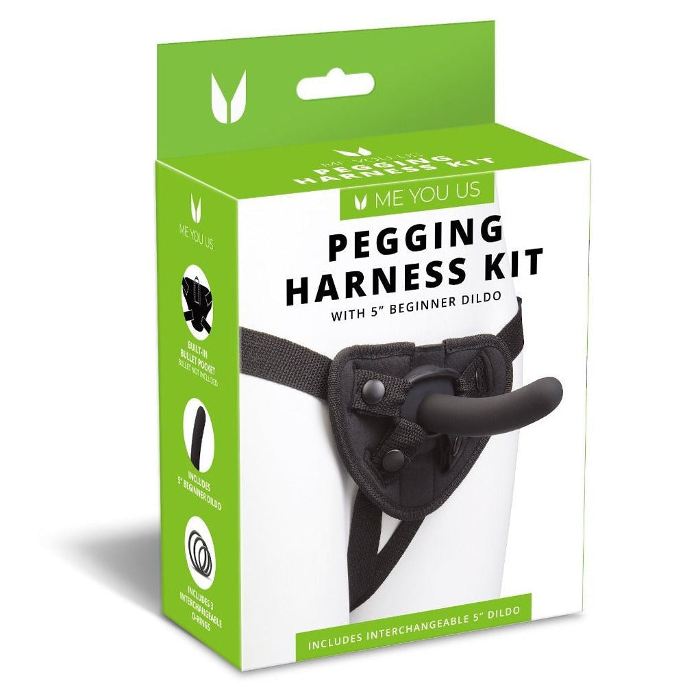 Pegging harness kit packaging with green and white design