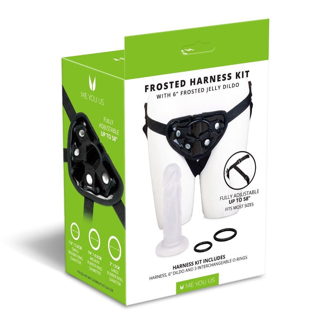 Frosted harness kit packaging with green and white design on a white background