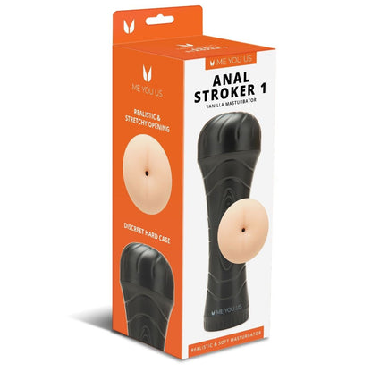 Product packaging of 'Anal Stroker 1' with orange and white design.