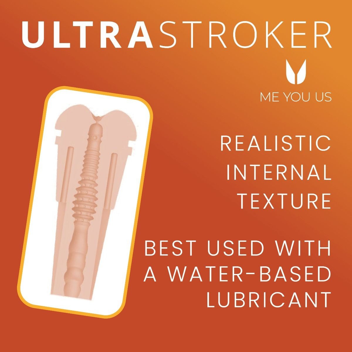 Advertisement for Ultra Stroker with product illustration and text on an orange background