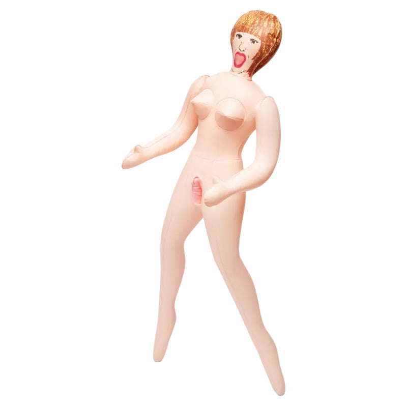 Me You Us Blow Up Mini Sex Doll with two love holes  on White background