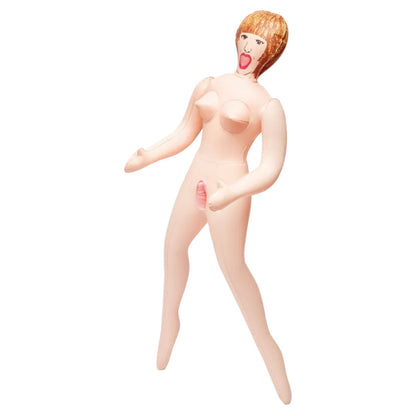 Me You Us Blow Up Mini Sex Doll with two love holes  on White background