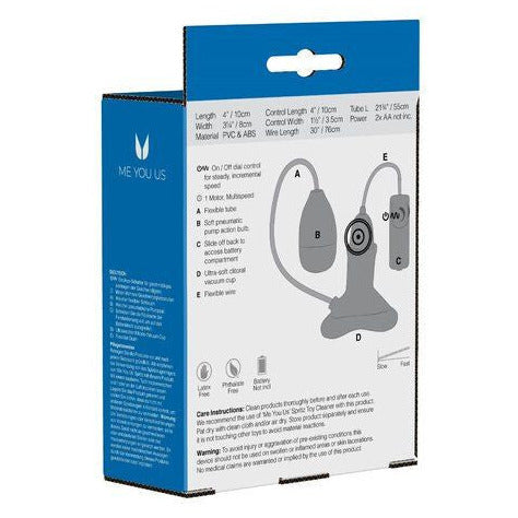 Product packaging with blue and white design, featuring text and a diagram of earbud components.