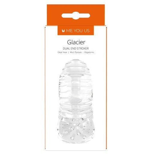 Packaged product labeled 'ME YOU US' with 'Glacier' dual end stroker on a white background