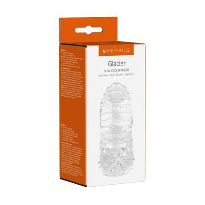 Packaging of a clear dual-end striker with orange and white design on a white background