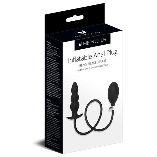 Packaging of an inflatable anal plug with 'Me You Us' branding on a white background.