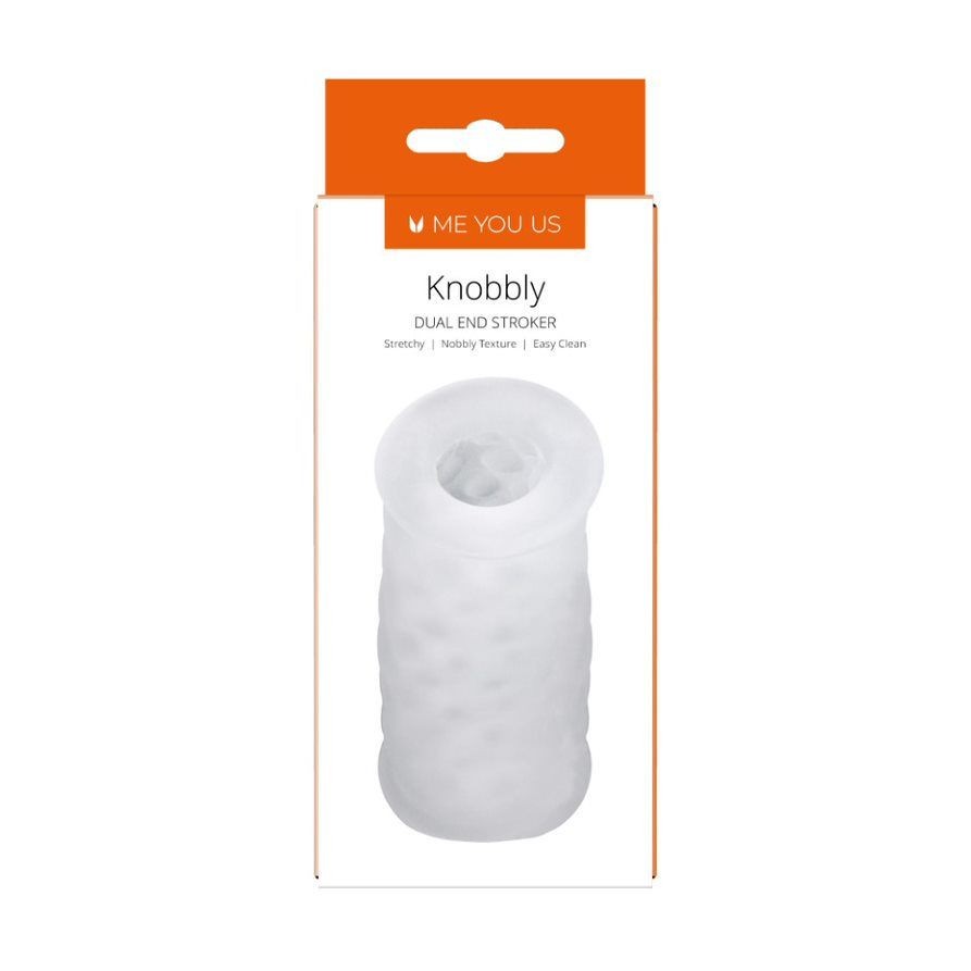 Me You Us Knobbly Dual End Textured Clear Male Masturbator Stroker Massager TPE