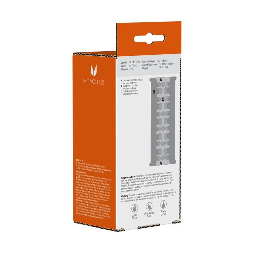 Me You Us Knobbly Dual End Textured Clear Male Masturbator Stroker Massager TPE