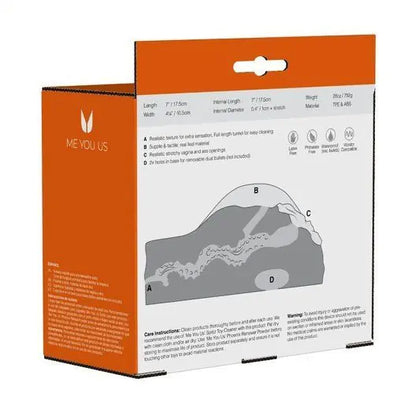 Product packaging with orange and white design, featuring text and a diagram.