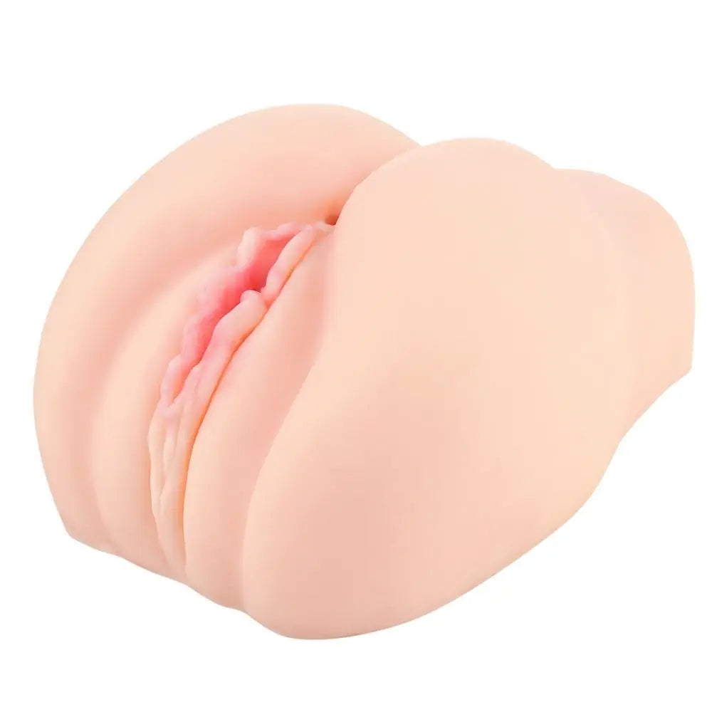 Peach-shaped object with a soft texture on a white background