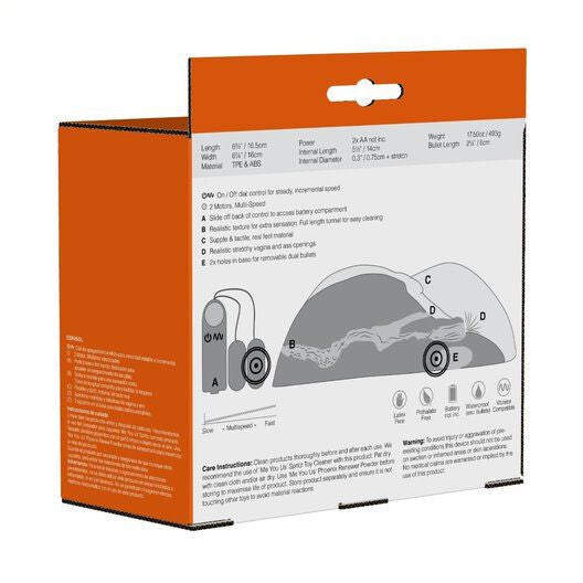 Product packaging with orange border and white background