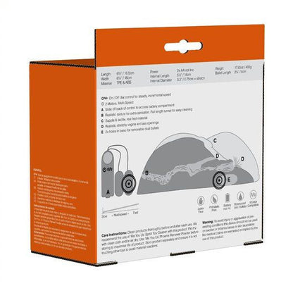 Product packaging with orange border and white background