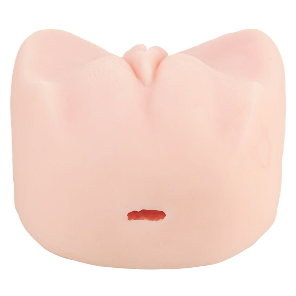 Pink silicone product with a small red detail on a white background